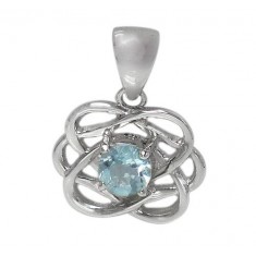 Celtic Knot Blue Topaz Pendant, Sterling Silver